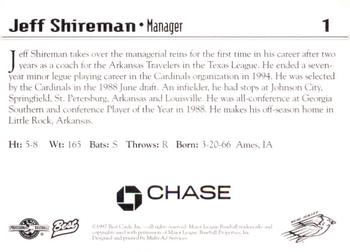 1997 Best New Jersey Cardinals #1 Jeff Shireman Back