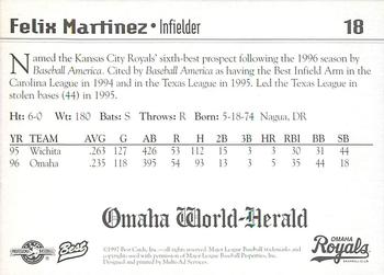 1997 Best Omaha Royals #18 Felix Martinez Back