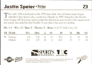 1997 Best Orlando Rays #23 Justin Speier Back