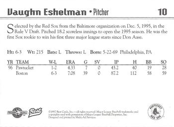1997 Best Pawtucket Red Sox #10 Vaughn Eshelman Back