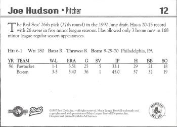 1997 Best Pawtucket Red Sox #12 Joe Hudson Back