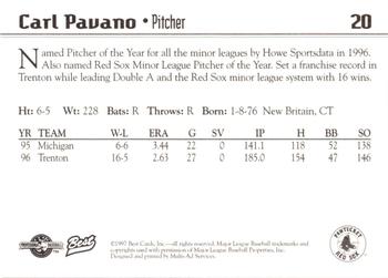 1997 Best Pawtucket Red Sox #20 Carl Pavano Back