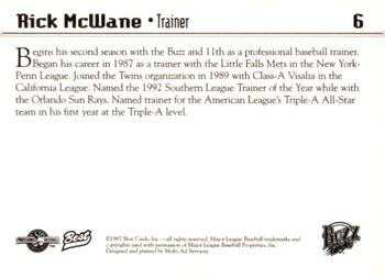 1997 Best Salt Lake Buzz #6 Rick McWane Back
