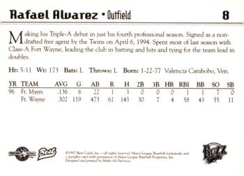 1997 Best Salt Lake Buzz #8 Rafael Alvarez Back