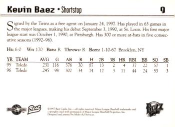 1997 Best Salt Lake Buzz #9 Kevin Baez Back