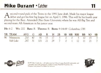 1997 Best Salt Lake Buzz #11 Mike Durant Back