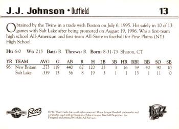 1997 Best Salt Lake Buzz #13 J.J. Johnson Back