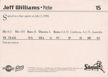1997 Best San Bernardino Stampede #15 Jeff Williams Back