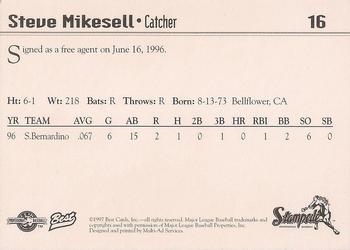 1997 Best San Bernardino Stampede #16 Steve Mikesell Back
