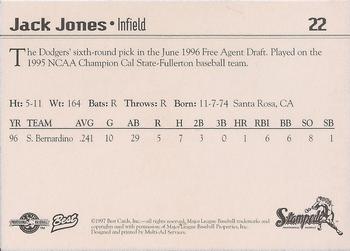 1997 Best San Bernardino Stampede #22 Jack Jones Back