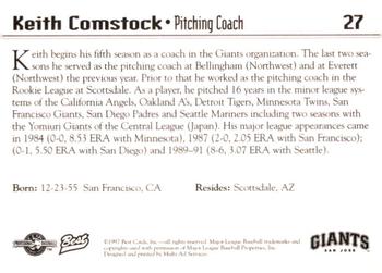 1997 Best San Jose Giants #27 Keith Comstock Back