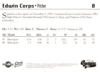 1997 Best Shreveport Captains #8 Edwin Corps Back