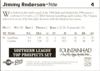 1997 Best Southern League Top Prospects #4 Jimmy Anderson Back