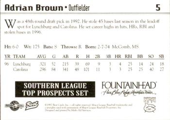1997 Best Southern League Top Prospects #5 Adrian Brown Back