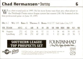 1997 Best Southern League Top Prospects #6 Chad Hermansen Back