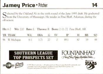 1997 Best Southern League Top Prospects #14 Jamey Price Back