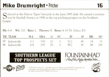 1997 Best Southern League Top Prospects #16 Mike Drumright Back