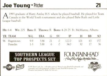 1997 Best Southern League Top Prospects #21 Joe Young Back