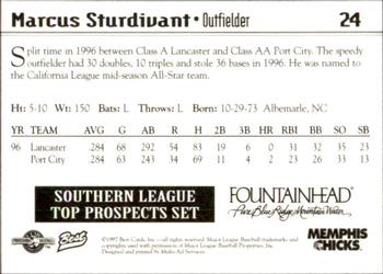 1997 Best Southern League Top Prospects #24 Marcus Sturdivant Back