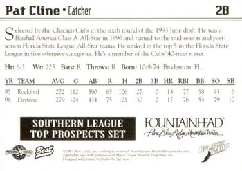 1997 Best Southern League Top Prospects #28 Pat Cline Back