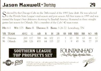 1997 Best Southern League Top Prospects #29 Jason Maxwell Back