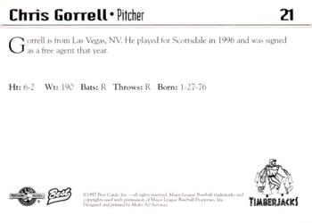 1997 Best Southern Oregon Timberjacks #21 Chris Gorrell Back
