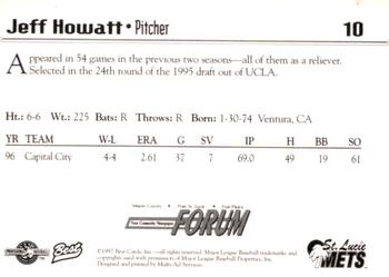 1997 Best St. Lucie Mets #10 Jeff Howatt Back