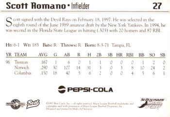 1997 Best St. Petersburg Devil Rays #27 Scott Romano Back