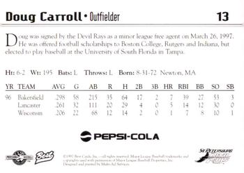 1997 Best St. Petersburg Devil Rays Update #13 Doug Carroll Back