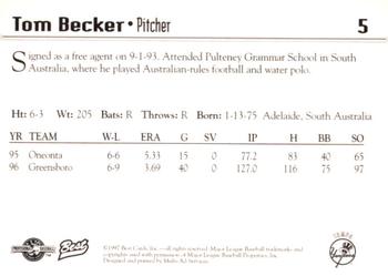 1997 Best Tampa Yankees #5 Tom Becker Back