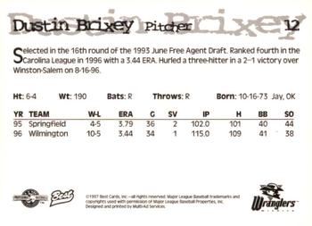 1997 Best Wichita Wranglers #12 Dustin Brixey Back