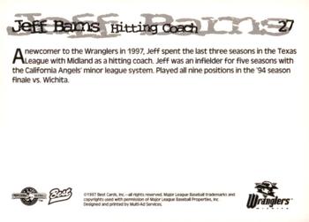 1997 Best Wichita Wranglers #27 Jeff Barns Back