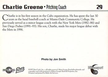 1997 Best Williamsport Cubs #29 Charlie Greene Back