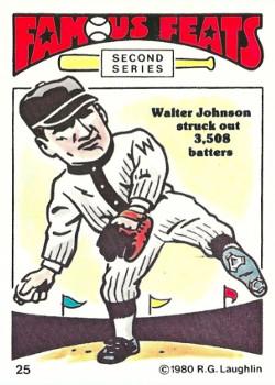1980 Laughlin Famous Feats Second Series #25 Walter Johnson Front