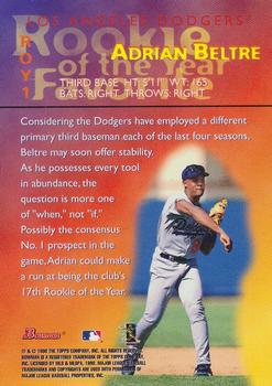 1998 Bowman - 1999 Rookie of the Year Favorites #ROY1 Adrian Beltre Back