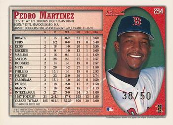 1998 Bowman - Golden Anniversary #234 Pedro Martinez Back