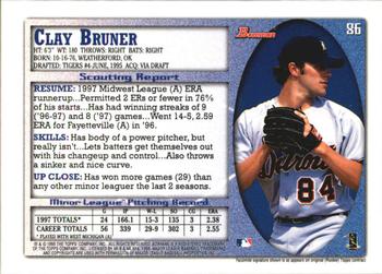 1998 Bowman - International #86 Clay Bruner Back