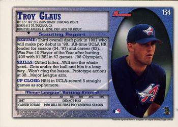 1998 Bowman - International #134 Troy Glaus Back