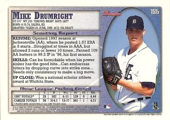 1998 Bowman - International #186 Mike Drumright Back