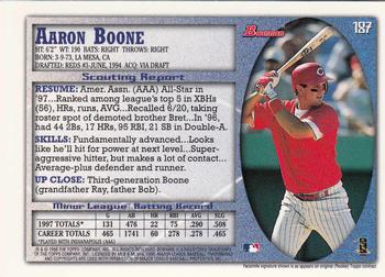 1998 Bowman - International #187 Aaron Boone Back