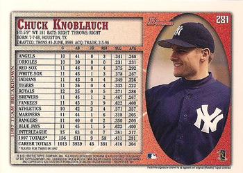 1998 Bowman - International #281 Chuck Knoblauch Back