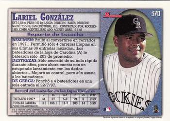 1998 Bowman - International #370 Lariel Gonzalez Back
