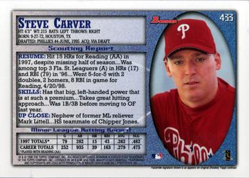 1998 Bowman - International #433 Steve Carver Back