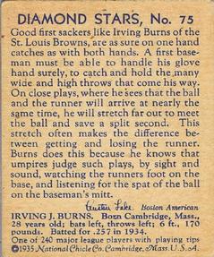 1934-36 National Chicle Diamond Stars (R327) #75 Irving Burns Back