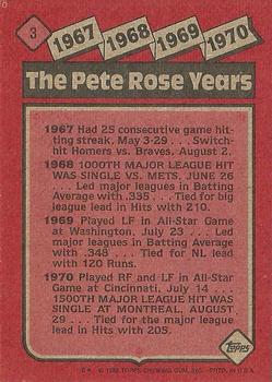 1986 Topps #3 The Pete Rose Years: 1967-1970 Back
