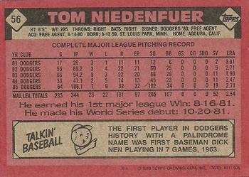 1986 Topps #56 Tom Niedenfuer Back