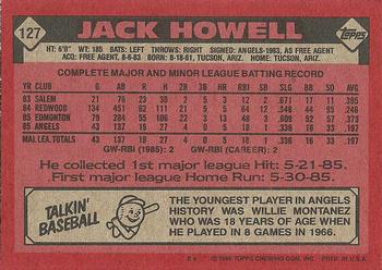 1986 Topps #127 Jack Howell Back