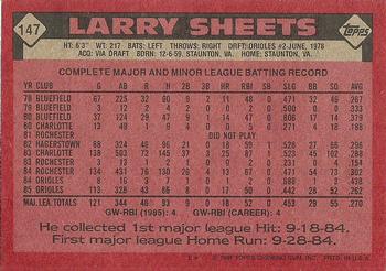 1986 Topps #147 Larry Sheets Back