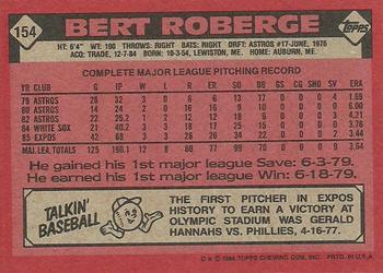 1986 Topps #154 Bert Roberge Back