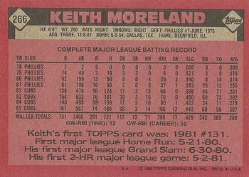 1986 Topps #266 Keith Moreland Back